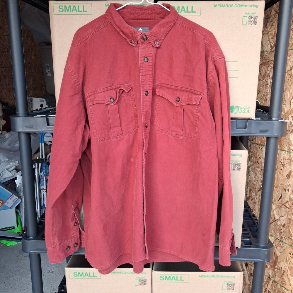 ​Guide Gear Shirt Mens XL Maroon Long Sleeve Button Down 100% Cotton Work...